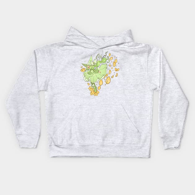 Peridot Birthstone Witch Kids Hoodie by JellyJessBeansArt